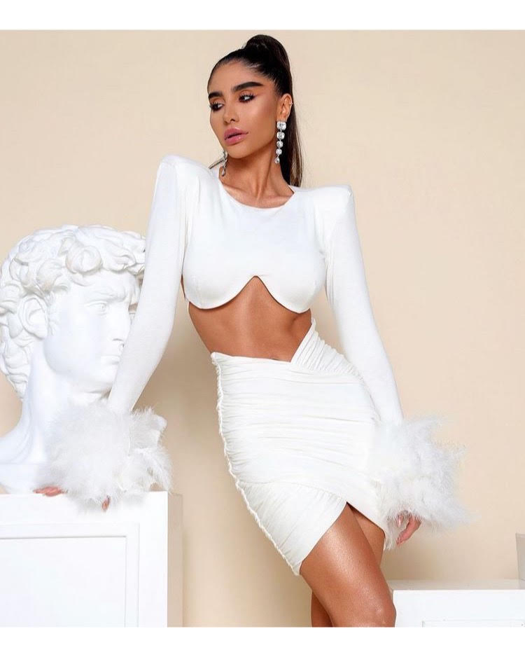 Armani Long Sleeve Feather Mesh Bandage Set